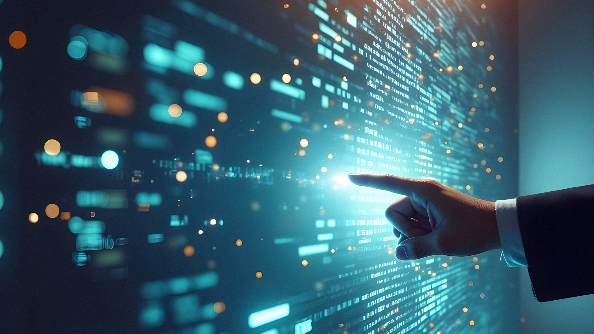 Mano che tocca grande schermo 